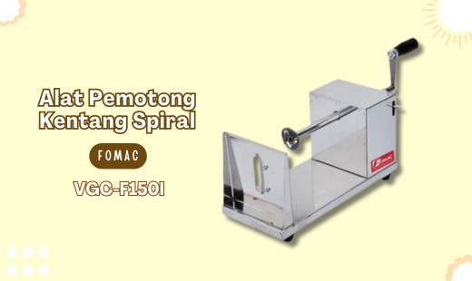 Alat Pemotong Kentang Spiral FOMAC VGC-F150I alat untuk membuat bentuk irisan tornado untuk sayuran seperti kentang, wortel, talas, ubi, dll. cocok untuk cafe, pusat rekreasi, food court. Beli Produk FOMAC termurah di Indonesia! Belanja online di DuniaMasak sekarang dan temukan diskon Produk FOMAC lainnya untuk mendapatkan harga terbaik.