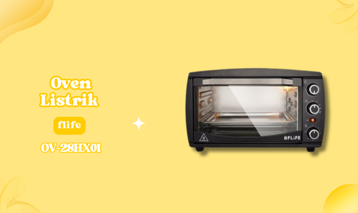  Electric Oven FLiFE OV-28HX01 dengan kapasitas 28 Liter dengan daya 1050W(525W Pemanasan atas+525W Pemanasan bawah) yang dimana elemen pemanas nya terbuat dari #304 Stainless Steel membuat pemanasan lebih merata.