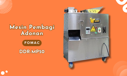  Dough Divider Machine FOMAC Mesin pembagi adonan merupakan mesin yang banyak digunakan oleh pengusaha bakery; industri roti dan kue untuk membagi adonan agar menjadi sama rata dan memiliki bentuk yang lebih presisi. Ukuran sebuah adonan yang dicetak secara otomatis akan memudahkan Anda untuk memproduksi dengan lebih cepat dan efisien.