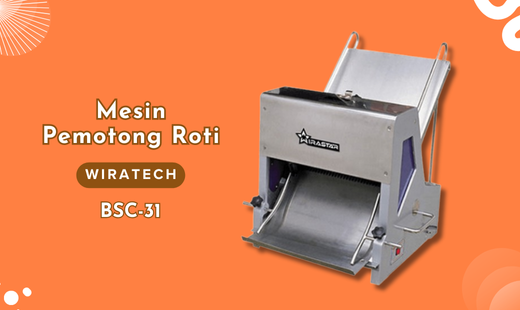 Bread slicer adalah salah satu alat atau equipment yang wajib dimiliki oleh para pengusaha bakery dan para pengusaha pemilik pabrik roti dan kue. Dengan ketepatan pemotongan dan juga efisiensi waktu pengerjaan, mesin ini sangat membantu dalam perkembangan bisnis roti dan kue di Indonesia. Mesin ini biasanya digunakan oleh produsen roti tawar. Mesin Pemotong Roti BSC-31 adalah mesin yang berfungsi sebagai pengiris atau pemotong roti seperti roti tawar. Ketebalan roti yang dipotong 12mm dengan panjang 350mm. Mesin ini dapat memberikan hasil potong yang presisi dan sangat memuaskan, sehingga menjadi andalan para pebisnis roti khususnya roti tawar.