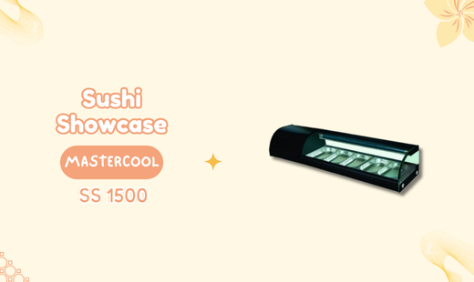 Mastercool Sushi Showcase SS 1500 adalah mesin pendingin (chiller) komersial yang dirancang khusus untuk mendisplay dan menjaga kesegaran sushi, sashimi, serta makanan laut mentah. Etalase ini menjaga kualitas bahan makanan agar tetap segar dan siap disajikan dalam suhu ideal.
