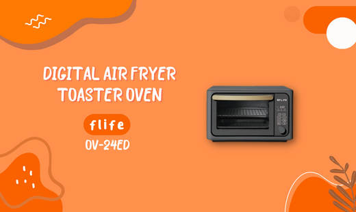 Digital Air Fryer Toaster Oven FLiFE OV24ED dengan kapasitas 24 Liter dengan daya 1000W dilengkapi dengan teknologi sirkulasi udara berkecepatan tinggi untuk menaikkan suhu dengan cepat dan memasak lebih efisien. Selain memasak dan menggoreng, OV24ED dilengkapi juga dengan fitur air fryer yang dapat mengurangi minyak pada makanan sehingga makanan Anda lebih sehat!.