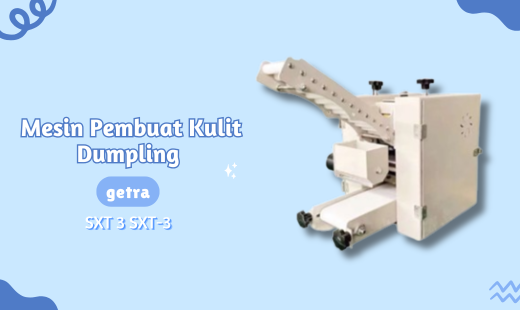 Mesin Pembuat Kulit Dumpling Maker Pangsit Gyoza GETRA SXT 3 SXT-3 Mesin untuk membuat kulit dumpling (gyoza) secara otomatis , memproses adonan dumpling menjadi kulit dengan diameter bisa diatur (ukuran standar 8 cm ) mampu memproduksi kulit dumpling 60 pcs/menit.