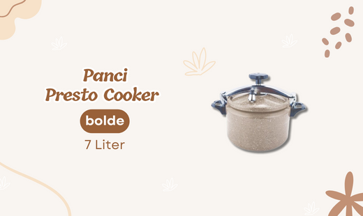 Panci Presto Cooker BOLDE 7Liter Granite Beige Peralatan masak anti lengket berkualitas tinggi dengan coating bahan granit dengan ECO GREEN Technology. Technology yang ramah lingkungan dan tidak mengandung bahan kimia berbahaya. Beli Produk BOLDE  termurah di Indonesia! Belanja online di DuniaMasak sekarang dan temukan diskon Produk BOLDE lainnya untuk mendapatkan harga terbaik.