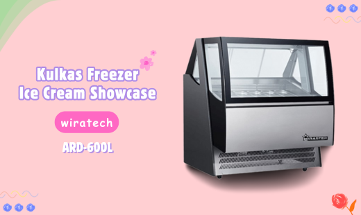 Kulkas Freezer Ice Cream Showcase WIRATECH ARD-600L Ice Cream Display Freezer ARD-480L merupakan etalase  yang di desain khusus untuk memajang / mendisplay produk Es Krim, seperti hard ice cream,Gelato,soft ice cream hingga Frozen Yoghurt. Display Cooler ini di lengkapi dengan pengatur suhu yang dapat di seting sesuai dengan kebutuhan. Sehingga display makanan dan minuman yang di sajikan akan terasa lebih fresh, bersih dan higienis serta menarik ketika di lihat. Wiratech menjual aneka jenis Ice Cream Display Freezer ARD-480L untuk restoran serta perangkat bisnis rumahan. Ice Cream Display Freezer ARD-480L ini mempunyai kapasitas penuh hingga 480 Liter. Setingan temperaturenya sendiri dapat di atur mulai dari -18 hingga -24 celcius. Ice Cream Display Freezer ARD-480L ini mempunyai daya listrik sebesar 950 Watt dengan berat total mencapai 238 Kilogram. Dimensinya sedikit kompak yakni 90 x 107 x 141 cm.