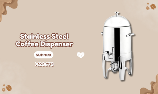 SUNNEX 10.5L Stainless Steel Coffee Urn Dispenser Kopi Breakfast Hotel Stainless X23673 adalah solusi ideal untuk menyajikan kopi dalam jumlah besar, cocok untuk acara sarapan di hotel, pesta, atau pertemuan. Dengan kapasitas 10.5 liter, dispenser ini terbuat dari stainless steel berkualitas tinggi yang tahan lama dan mudah dibersihkan. Desainnya yang elegan dan fungsional memungkinkan penyajian kopi yang praktis dan efisien.