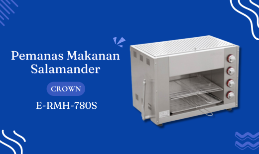 Pemanas Makanan Salamander CROWN E-RMH-780S adalah pilihan tepat untuk menjaga makanan tetap hangat dan menggugah selera tanpa mengurangi kualitas rasa. Dengan desain elegan berbahan stainless steel dan sistem pemanas atas yang merata, alat ini sangat ideal untuk restoran, kafe, atau usaha kuliner Anda. Praktis, efisien, dan mudah dibersihkan, CROWN E-RMH-780S membantu menyajikan hidangan terbaik dalam kondisi sempurna setiap waktu.