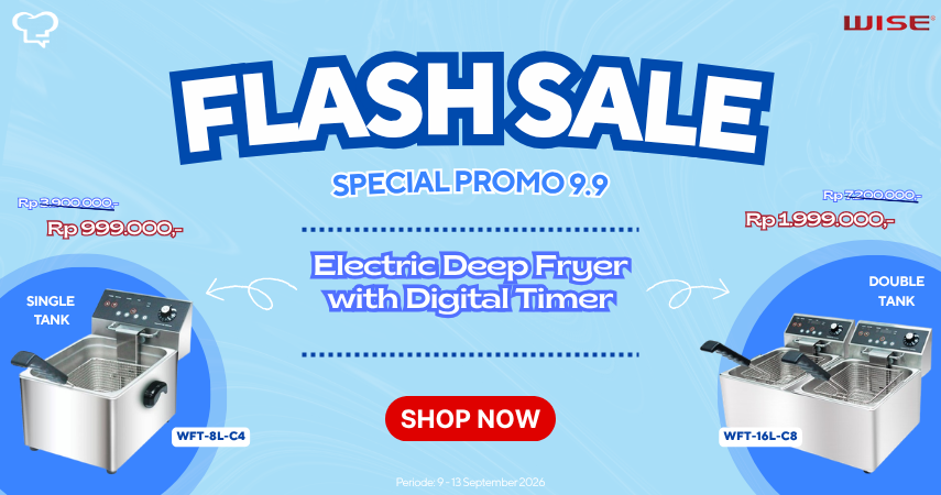 Digital Counter Top Electric Fryer WISE WFT 8L Sebuah mesin yang digunakan untuk memasak berbagai produk makan di dalam tangki penggorengan dan dilengkapi dengan overheat protection, untuk mencegah kerusakan produk atau kebakaran. Beli Produk WISE termurah di Indonesia! Belanja online di DuniaMasak sekarang dan temukan diskon Produk WISE lainnya untuk mendapatkan harga terbaik.